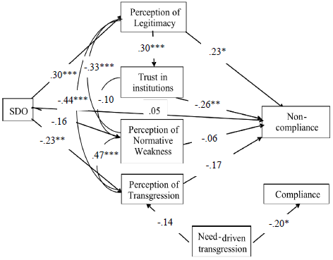 Path diagram of the hypothetical model.