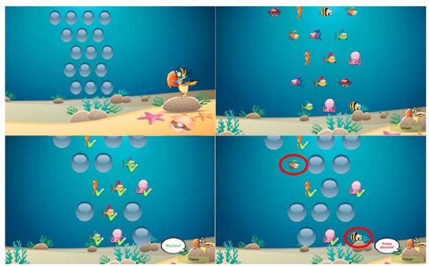 Ejemplo de est&iacute;mulos usados en el subtest 3 del Test de Atenci&oacute;n Infantil 6.0