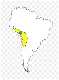 Distribuci�n natural de la vicu�a y posible lugar de origen de la alpaca (c�rculo azul), conclusi�n derivada de registros de dientes y de estudios del ADN (Valadez, 2023: 2