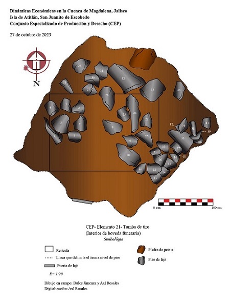 Dibujo del piso de laja al interior de la c�mara