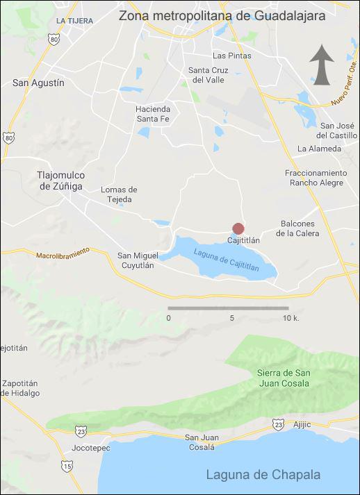 Ubicaci�n de Cajititl�n (Modificado de Google, INEGI 2022).