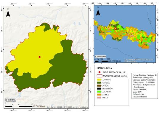  Mapa de topoformas del municipio de Jes�s Mar�a (Fienco, 2023: 116) 