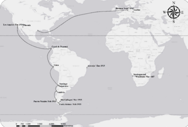 Locaciones y tr�nsitos documentadosde Sylvia Melchior (1887-1919)