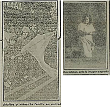 Manifestaciones frente a la Virgen.