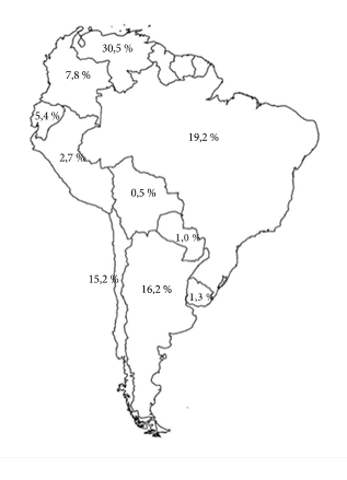 Distribuci&oacute;n geogr&aacute;fica de la conversaci&oacute;n total, 2014-2019