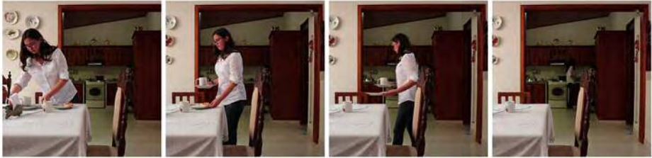 Investigadora dispone la mesa para una de las comidas del día