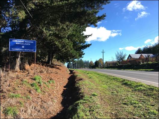 Entrada a la comunidad indígena en Labranza