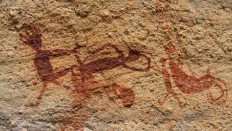 Pintura rupestre de cena de sexo no Sítio Arqueológico Toca da Entrada do Baixão da Vaca