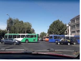 Trayecto en automóvil de la casa de Marcela a uno de sus trabajos en Santiago Centro