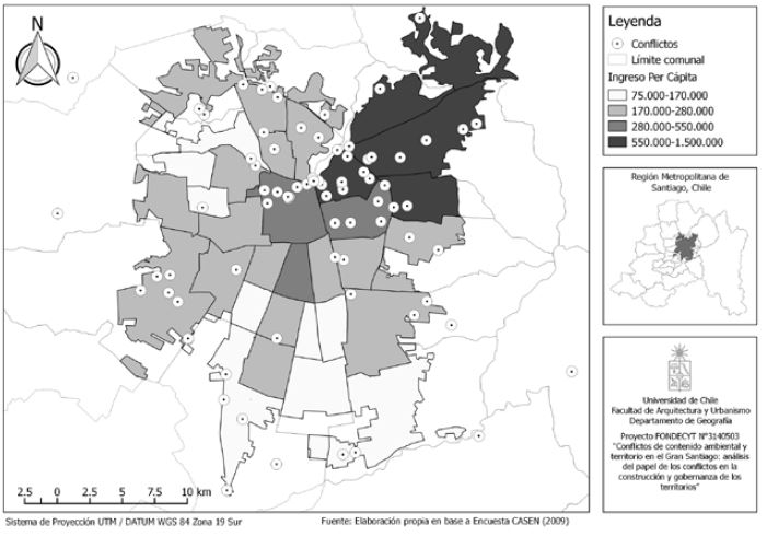 Localización de
los conflictos socioambientales identificados

 