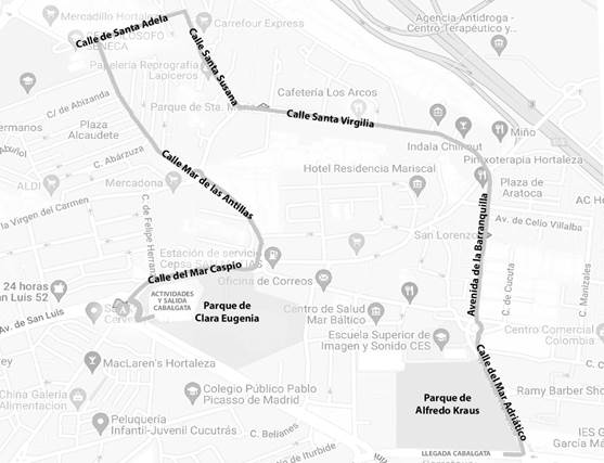 Plano del itinerario de la cabalgata