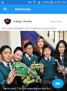 Pantalla de noticias.