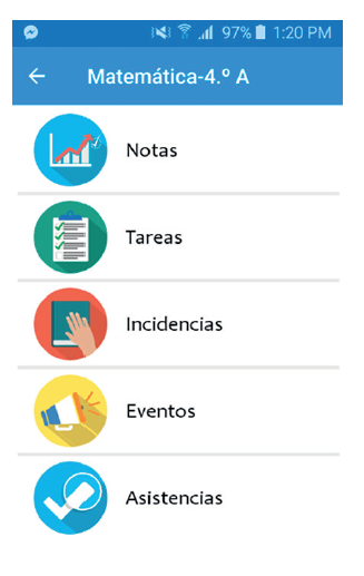 Men de cursos (padre y alumno).