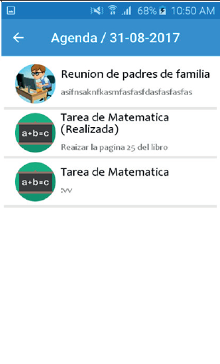 Listado de pendientes.