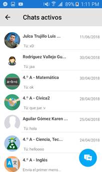 Lista de chat.  