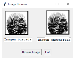 Huella ingresada y huella encontrada