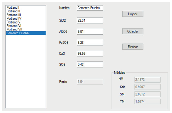 Interfaz cemento-base de datos