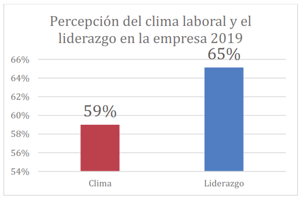 Percepci�n del clima laboral y liderazgo en la empresa a�o 2019