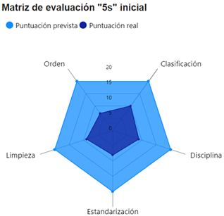 Grado de adopcin de las 5S en la revisin preliminar.