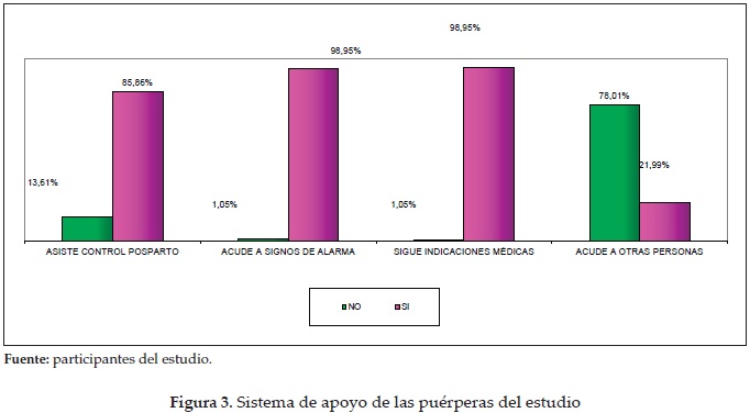 Sistema de apoyo de las puérperas del estudio
