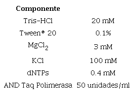 Componentes de 2X PCR Taq MasterMix with dye de ABM