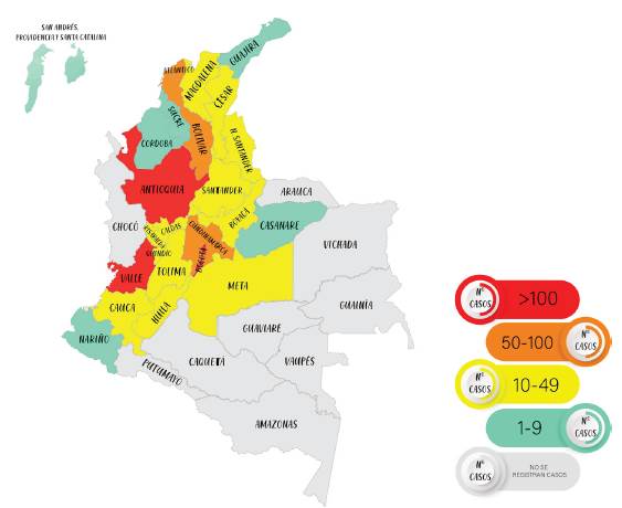 Número de casos confirmados hasta el 7 de abril de 2020