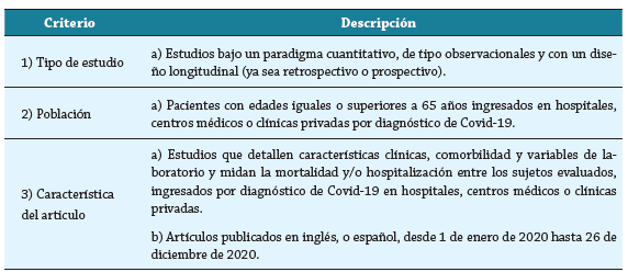 Criterios de elegibilidad para la selección de estudios en el proceso de revisión sistemática