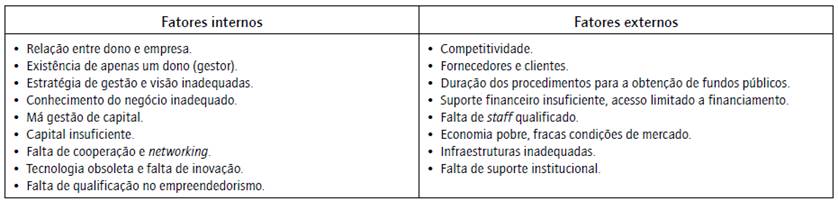 Fatores internos e externos na fal&ecirc;ncia de PME