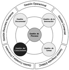 Integraci&oacute;n transversal de &aacute;reas de gesti&oacute;n a &aacute;reas de gesti&oacute;n del negocio. Fuente: elaboraci&oacute;n propia.