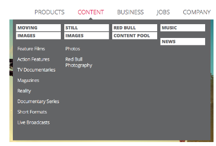 Contenidos mostrados Imagen en la web Red Bull Media House.