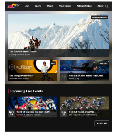 Red Bull TV en Tablet