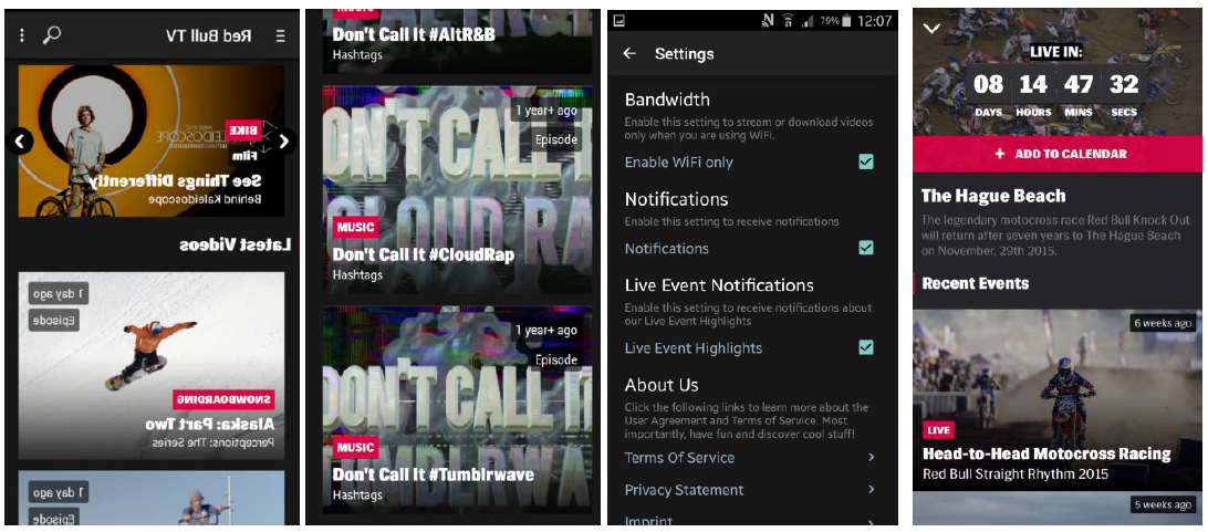 Estructura APP Red Bull TV. 5.2 .