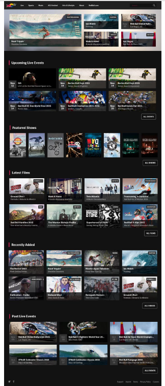 Contenidos mostrados en la web www.redbulltv.com.