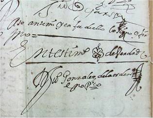R&uacute;brica y sello del escribano Juan Gonz&aacute;lez