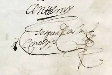 R&uacute;brica del escribano Gaspar Castro