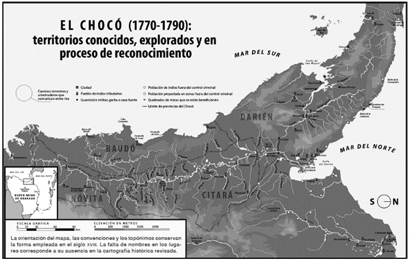 El Choc&oacute; (1770-1790): territorios conocidos, explorados y en proceso de reconocimiento