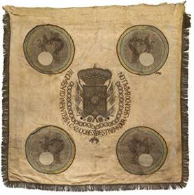 Autor desconocido. Bandera espa&ntilde;ola del regimiento de infanter&iacute;a de los Cazadores de Extremadura, segundo batall&oacute;n, tomada en la campa&ntilde;a de Independencia del Per&uacute;, ca. 1815