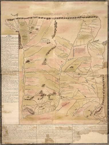 Mapa que abrange as regi&otilde;es entre os rios Paraguai e Paran&aacute; e a costa brasileira desde Santos at&eacute; o Rio Grande