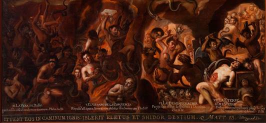 Autor desconocido. Las penas del infierno (detalle). Siglo XVIII