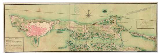 "Plano que manifiesta la situacion de la plaza de Sn. Juan de Puerto Rico, y fortificaciones en su actual estado, con el de su poblacn"