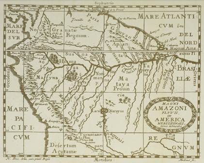 Mapa Gran R�o Amazonas en Am�rica Meridional de Blaise Fran�ois Pagan, 1655