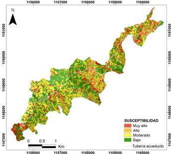 Mapa de susceptibilidad por movimientos en masa utilizando el m&eacute;todo de an&aacute;lisis condicional.