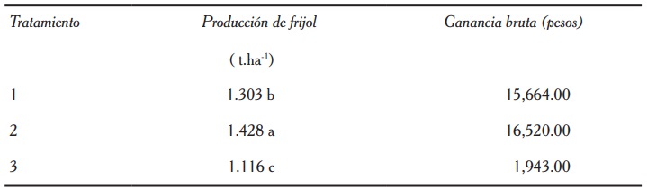 Producción y ganancia en el frijol.