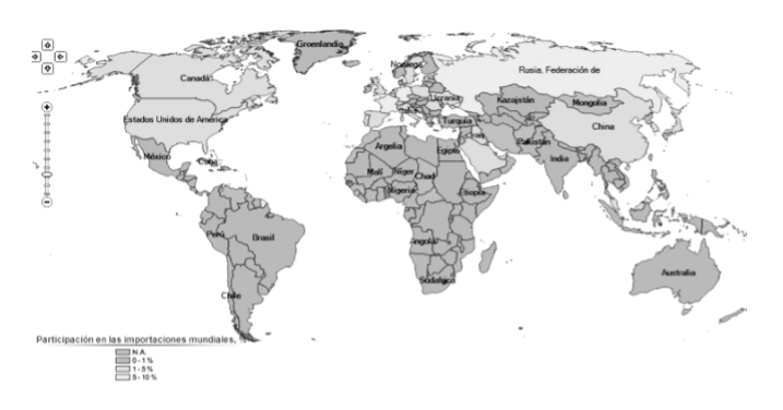 Comportamiento mundial de las
importaciones de naranja por país.
