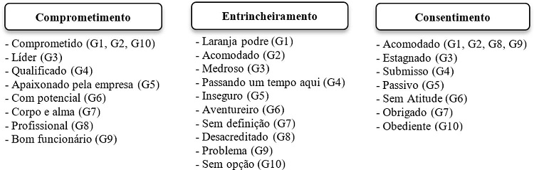 Denominações dos vínculos organizacionais na ótica dos gestores.