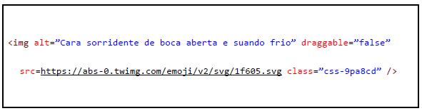 Texto alternativo ao emoticon, tag de imagem.