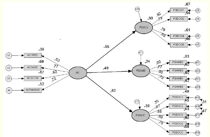 Complete path diagram, with standardized estimates.