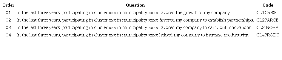 Level of participation in the cluster construct
