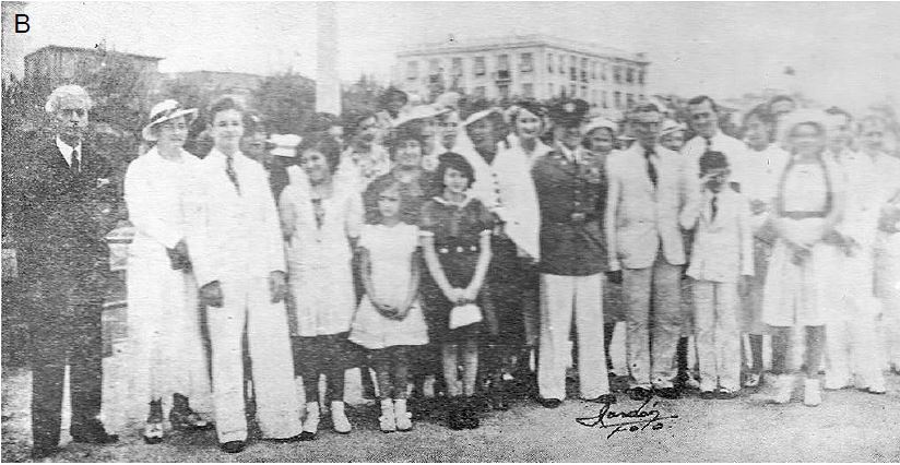 B.Picture of a young Roberto Levi-Castillo (third from the left) in Guayaquil after his arrival from the United States in 1938.