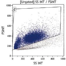 Distribuci&oacute;n seg&uacute;n tama&ntilde;o y granularidad de la medula &oacute;sea porcina. Seg&uacute;n la citometr&iacute;a de flujo